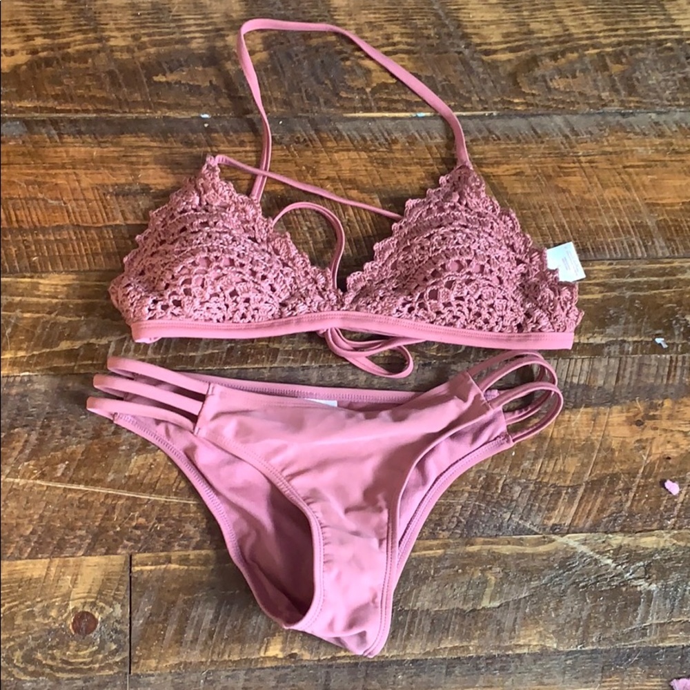 pink swimsuit set